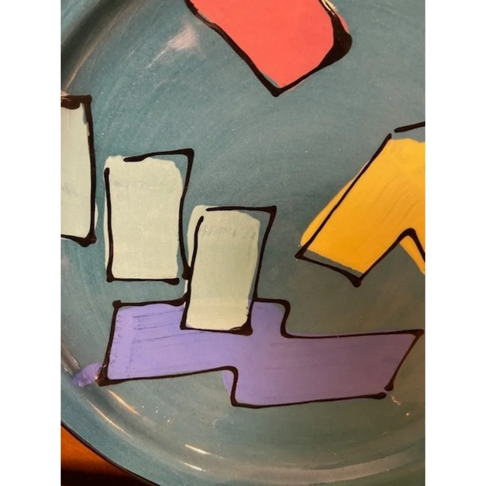 Helaine Melvin California Pottery Vintage Memphis Milano Style 1990 Plate Set 6